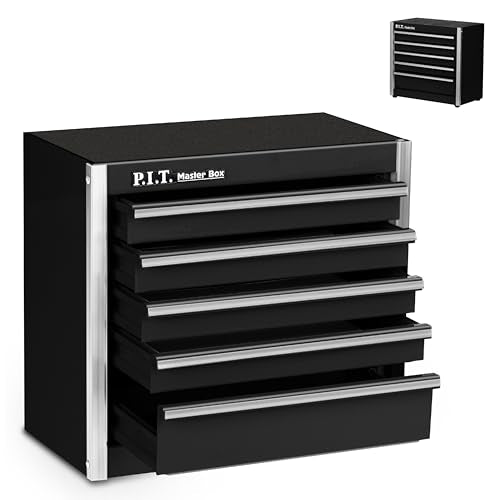P.I.T. Mini Tool Box,Small Metal Toolbox Organizer with 5 Drawers,Black - color: Black, size: 5-Drawer