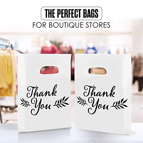 Thank You Merchandise Bags, 1.75 Mil Thick, 20" x 22", 100 Pk, White, Black - color: White, size: 20" x 22"