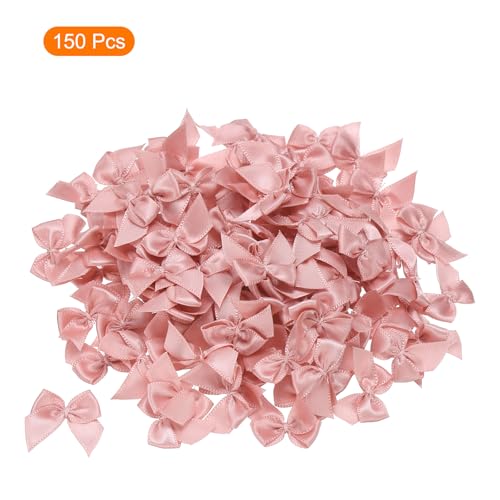 MECCANIXITY Mini Ribbon Bow 1" Mini Fabric Flower Bows Rose Pink 150Pcs - color: Rose Pink