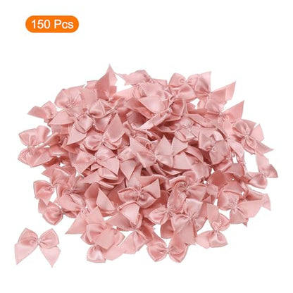 MECCANIXITY Mini Ribbon Bow 1" Mini Fabric Flower Bows Rose Pink 150Pcs - color: Rose Pink