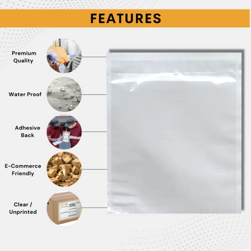 500 Pack 6"x10" Shipping Label Sleeves – Clear Self-Adhesive Packing Slip Pouches, Waterproof Packing List Envelopes – Ideal for Shipping Documents, Mailing Labels, Invoices & Packing Slips