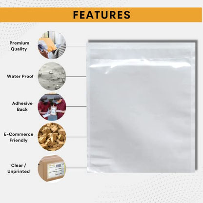 500 Pack 6"x10" Shipping Label Sleeves – Clear Self-Adhesive Packing Slip Pouches, Waterproof Packing List Envelopes – Ideal for Shipping Documents, Mailing Labels, Invoices & Packing Slips