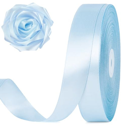 Light Blue Satin Ribbon 1 Inch x 100 Yards - color: Light Blue