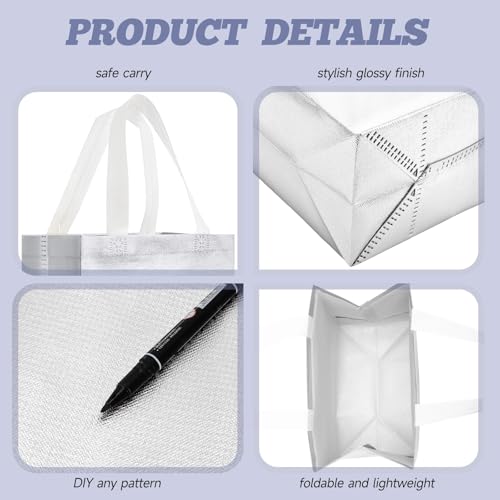 Eccliy 80 Pcs Reusable Gift Bags, Medium, Silver - color: Silver, size: Medium