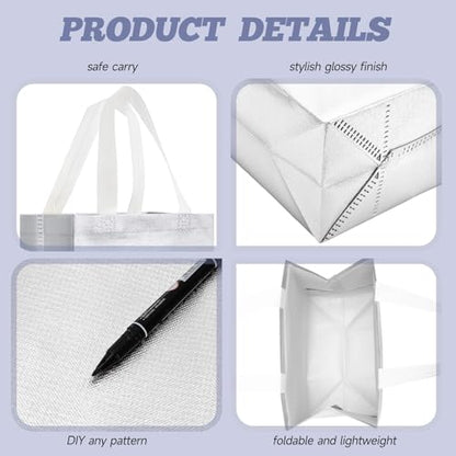 Eccliy 80 Pcs Reusable Gift Bags, Medium, Silver - color: Silver, size: Medium
