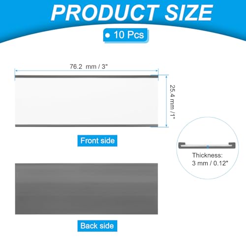 PATIKIL Magnetic Label Holder 3" x 1" with Paper Inserts, 10 Pcs C Channel Magnetic File Cabinet Labels Shelf Data Card Holder Signs for Metal Racks Shelves Whiteboard Tool Box - size: 3" x 1"