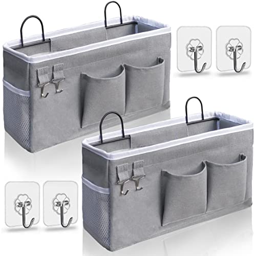 Kanrichu 2pcs Hanging Baskets for Organizing,Fabric Wall storage Basket,Wall Organizer for Closet,Kitchen, Bedroom, Office, RV Camper,Locker (Gray) - color: Gray (2 pcs)