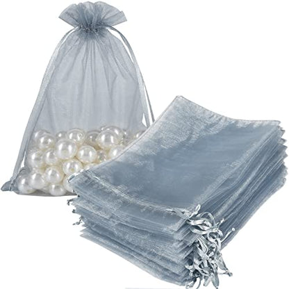 HRX Package 100pcs Mesh Organza Bags 5x7 in for Gift Giving (Silver Gray) - color: Silver Gray