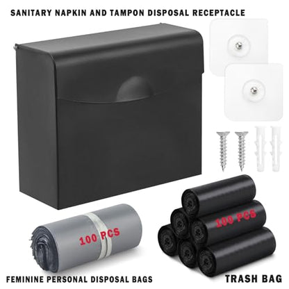 Sanitary Napkin Disposal Receptacle,9.4x7.8x3.5 inches Black - color: Black