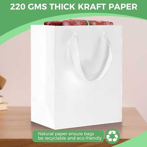 MOXARYSU White Gift Bags With Handles: 8x5x10 Inch 50pcs Medium Paper Gags Bulk For Birthday Wedding Party Shopping(M, 50) - color: M-50-White