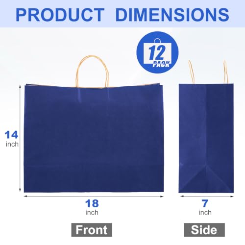 Maitys 12 Pcs 18x14x7 Inch Navy Blue Large Paper Gift Bags with Handles - color: Navy Blue, size: 18x14x7 Inch