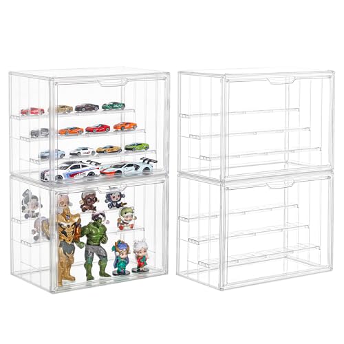 4 Layer Stackable Acrylic Figure Case for Collectibles Display Box,4 Pack - size: XLarge 4 Pack