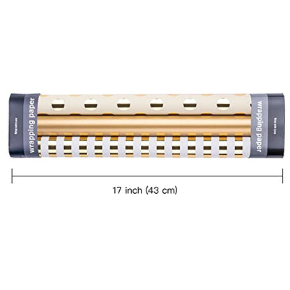 WRAPAHOLIC Gold Wrapping Paper Roll - Mini Roll - 3 Rolls - 17 Inch X 120 Inch Per Roll - Gold Foil Birthday Wrapping Paper for Wedding, Christmas, Party, Baby Shower - color: Gold Foil - Stripe/Polka Dot/Solid Gold