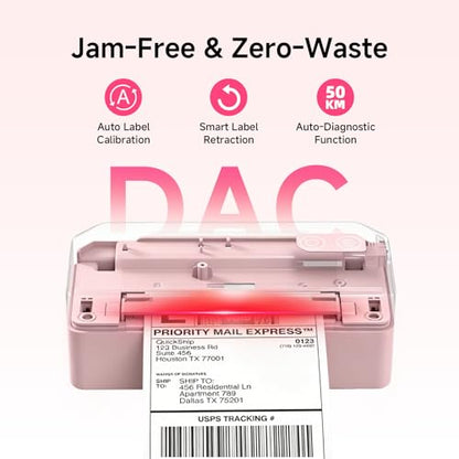 Bluetooth Thermal Label Printer w/ Stand, 4x6 Shipping Label Printer - color: Pink