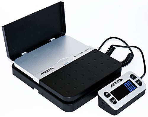 ACCUTECK 8580 High Capacity 110 Lbs High Accuracy 0.1OZ Digital Postal Scale with Remote Display, Batteries and USB Cable and AC Adapter Included - color: Black