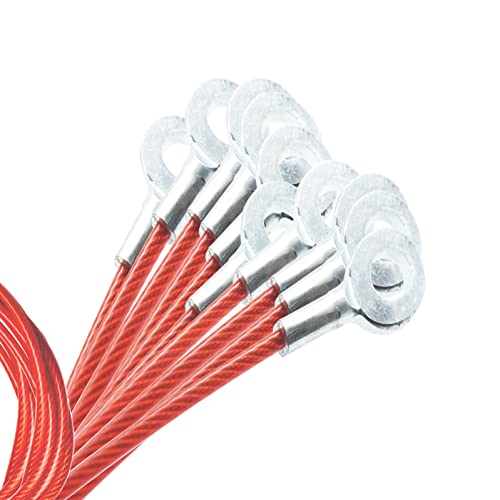 1/8"(3mm) Wire Diam Galvanized Steel Cable Eyelets Ended Short Rope Lanyard Safety Tether Chain Lock with Vinyl Coated Cover, 10 Pcs Red 20"/50cm Length - color: Red, size: 20 inch_10pcs