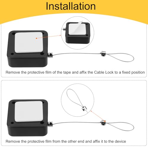 MECCANIXITY 3.3ft Retractable Cable Lock w/Latch Remote Control Black 4pcs - color: Black, size: 3.3ft