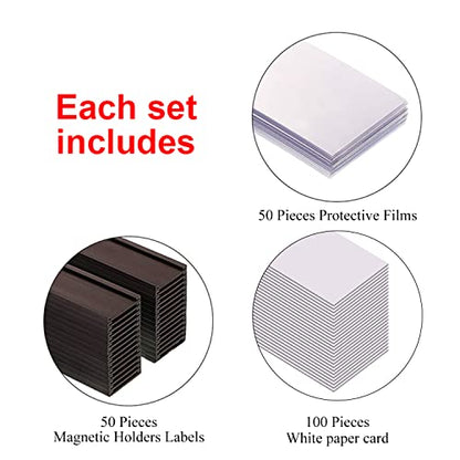 C Channel Magentic Label Holders 0.5x2 Inch with Paper Inserts and Clear Plastic Protectors,Magnetic Data Card Holders File Cabinet Labels,Pack of 50 - size: 0.5"x2"-50pcs