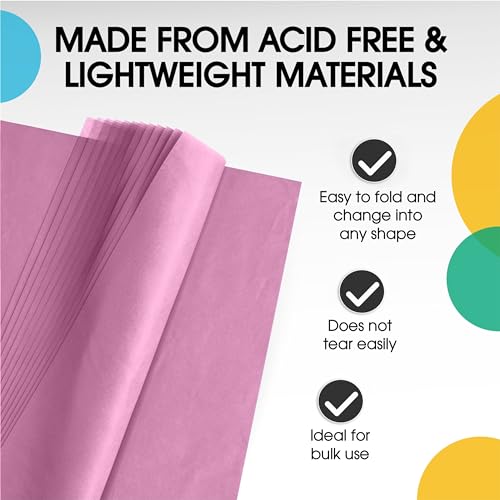 Party Solids Pink Tissue Paper for Gift Bags 15" X 20" 480 Sheets - color: Pink, size: 15" X 20"