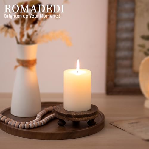 Romadedi Brown Wood Riser, Pillar Candle Holder, 4.7 in, 4 Packs - color: Brown, size: 4 PCS