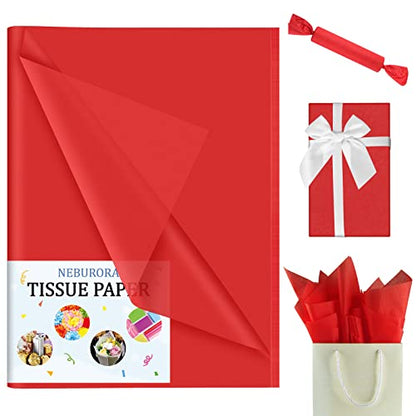 NEBURORA 60 Sheets Red Tissue Paper Set Christmas Gift Wrap Paper - color: Red