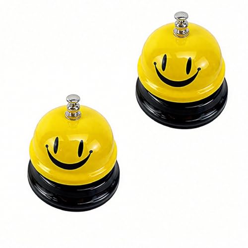 Bestac Service Call Bell for Hospitality & Institutions: Durable Desk Bell for Reception, Kitchens, and Counters. (Yellow, 2PACK)
