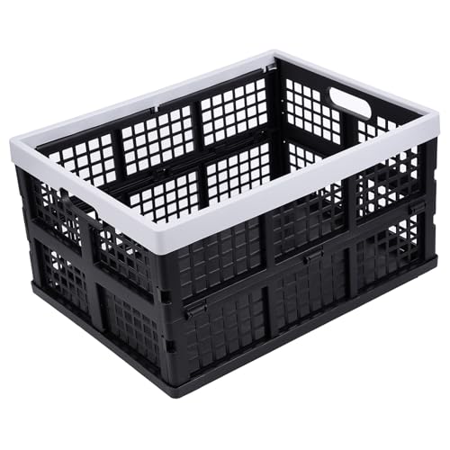 Aebeky 3-Pack Plastic Collapsible Storage Crates-30L,Foldable Plastic Crates for Storage (Black+Gray) - color: Black+Gray