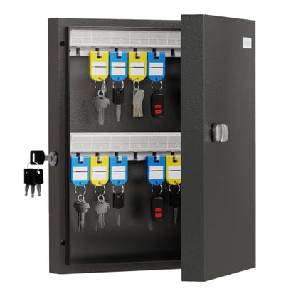 32 Key Lock Box Wall Mount, Steel Key Cabinet with Combination Lock & Key - size: 2.3inx11.3inx14.2in