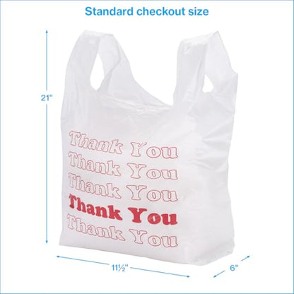SSWBasics White Thank You Bags Case of 1000-11 ½" x 6" x 21" - size: 1000 Count (11.5" x 6" x 21")