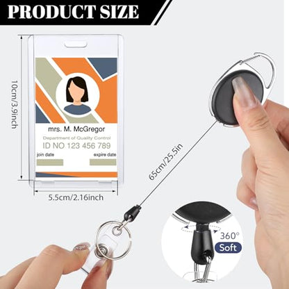 2 Pack Badge Holders Retractable Badge Reel with Clear Acrylic ID Holder - style: 2 Set Acrylic Material
