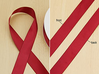 1" Maroon Double Face Satin Ribbon 100yd for Gifts & Weddings - color: Maroon, size: 1 inch