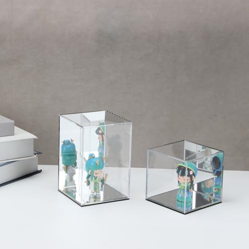 Mirrored Clear Acrylic Box for Collectibles Display, 4x4x4Inch - size: 4x4x4Inch
