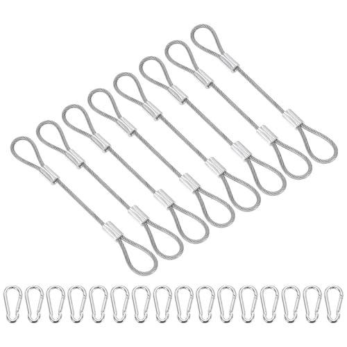 PATIKIL 5" Safety Cable Lock Security Wire Ropes w 16 Spring Buckle 8Pcs - color: Clear, size: 5 Inch
