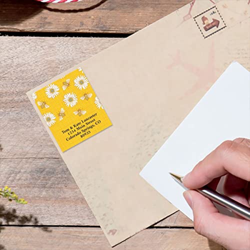Bee Pattern Personalized Address Labels - Set of 144 (4 Designs), 1 ½” x 1 ¾”, Self-Adhesive, Large Flat-Sheet Select Labels, By Colorful Images - color: Bee Pattern