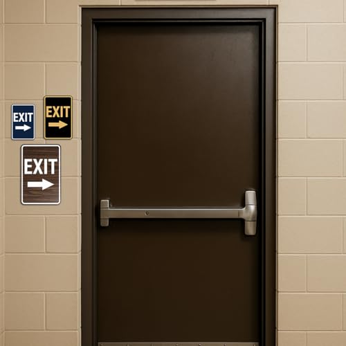 Signs ByLITA Portrait Round Exit Right Arrow Sign with Adhesive Tape, Mounts On Flat Surface (Walnut) - Small - color: Walnut, size: 4 x 6" - Small (1 Pack)