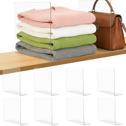 Clear Acrylic Shelf Dividers Closet Organizers for Organization Enthusiasts - size: 10"Tall x 12"Deep