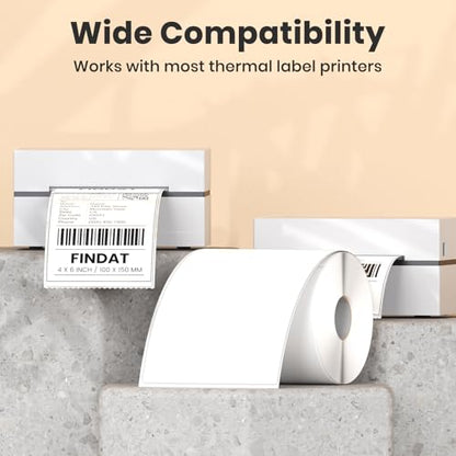 Direct Thermal Label White Vinyl 4 x 6 Inch Printer Sticker 250 PCS - color: White