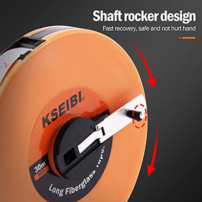 KSEIBI 302905 Durable Fiberglass Tape Measure - Dual-Sided Inch/Metric Scale, Easy-to-Retract 50ft/15m, Ideal for Construction - size: 15.2 m