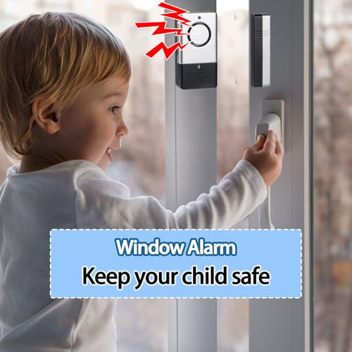 Window Door Alarm for Kids Personal Home Security Alarms with Chime for House, RV, Office, Business Safe - color: ‎silver gray