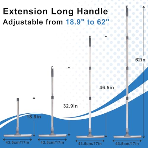 17.3" Floor Squeegee，Squeegee Broom for Floor with 62" Long Handle, Shower Squeegee for Tile Shower Walls,Garage, Deck, Bathroom, Glass,Window, Concrete Floor - size: 17.3"