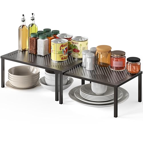 Simple Houseware Cabinet Counter Shelf Organizer w/Steel Surface, Bronze - color: Bronze