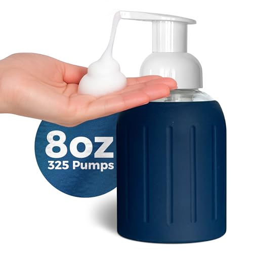 Foaming Glass Hand Soap Dispenser Navy Blue Foam 8oz - color: Navy Blue