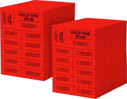 Auction Tickets - 1000 Sheets - 10 Numbers per Sheet (Red) - color: Red