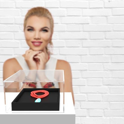 Clear Acrylic Display Box Countertop Showcase Bin 7" x 7.25" x 4" Inch Merchandise Storage No Lid with One Open Side Square Flippable Cubby for Retail Stores and Expos by Marketing Holders - size: 7" x 7.25" x 4" Clear