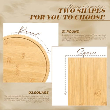 EOSAHR Beaded Bamboo Wood Riser: Pedestal Stand for Counter, Original Wood - color: Bamboo