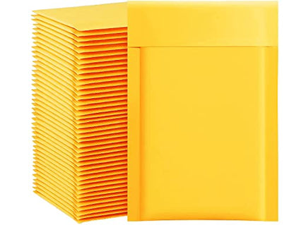 packbabol Kraft Bubble Mailers 4x8 Inch 100 Pcs,Small Self-Sealing Mail Shipping Bags,Yellow Padded Envelopes #000 - size: 4x8-100Pc
