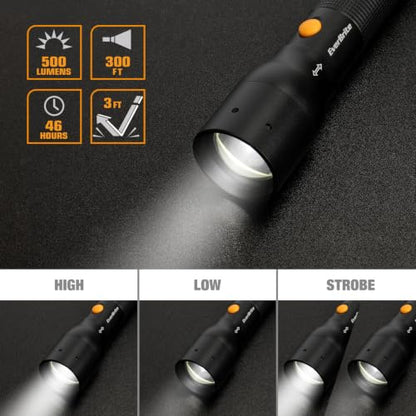 EverBrite Tactical Flashlight, 900 Lumen Zoomable, 3 Light Modes - color: Black, size: Large