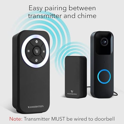 Wasserstein Doorbell Chime - Compatible with Blink Video Doorbell (1-Pack, Black) - color: Black for Blink