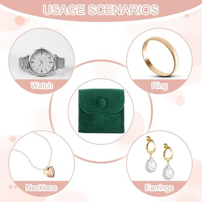 PATIKIL Velvet Jewelry Pouches, 6 Pcs Jewelry Packaging Gift Bags with Snap Button for Bracelet Rings Watch Necklace, (3"x3"/4"x4"/4"x5") Green - color: Green, size: (3"x3"/4"x4"/4"x5")