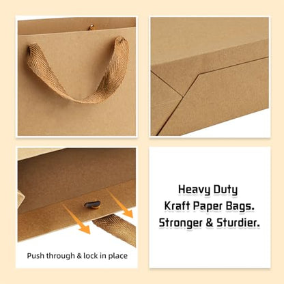 BagDream Brown Gift Bags with Handles 16x6x16 Inch Extra Large 12 Pack XL - color: Brown, size: 1 Count (Pack of 12)